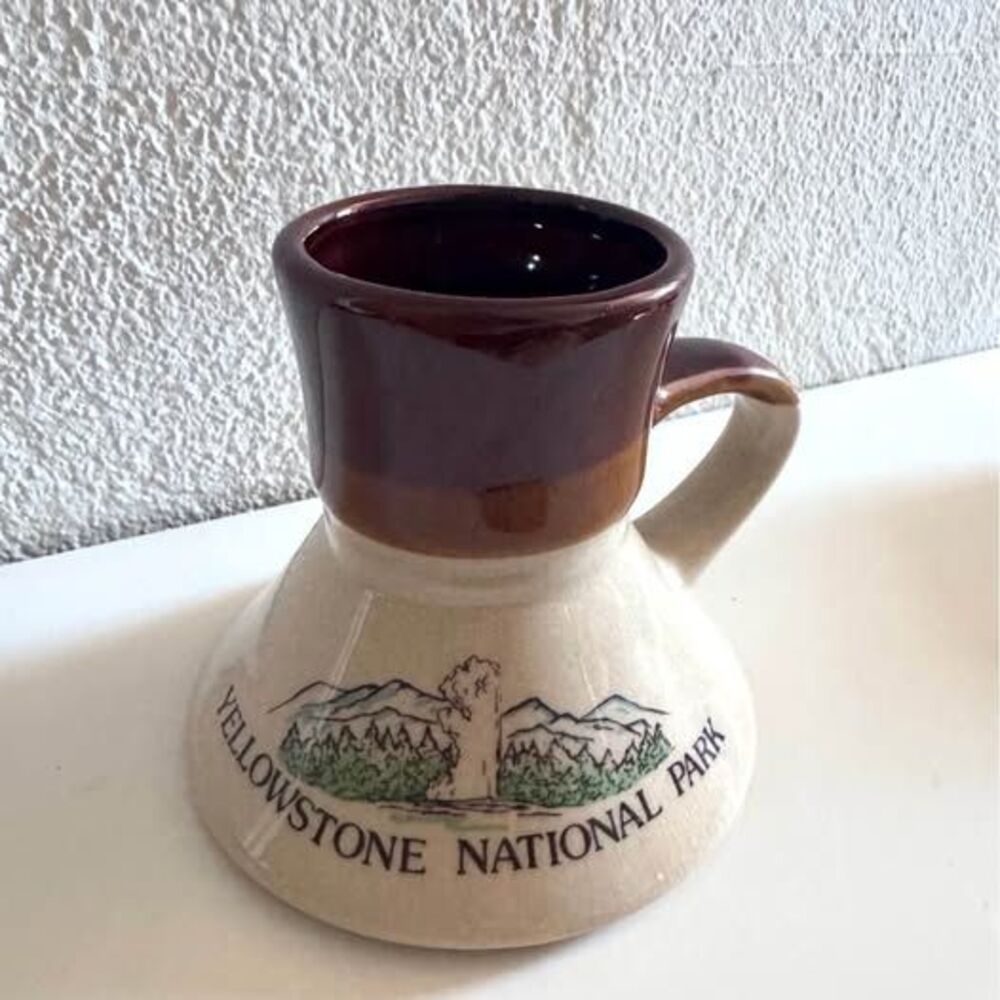 Vintage Yellowstone National Park Wide Base Ceramic Mug Non Slip